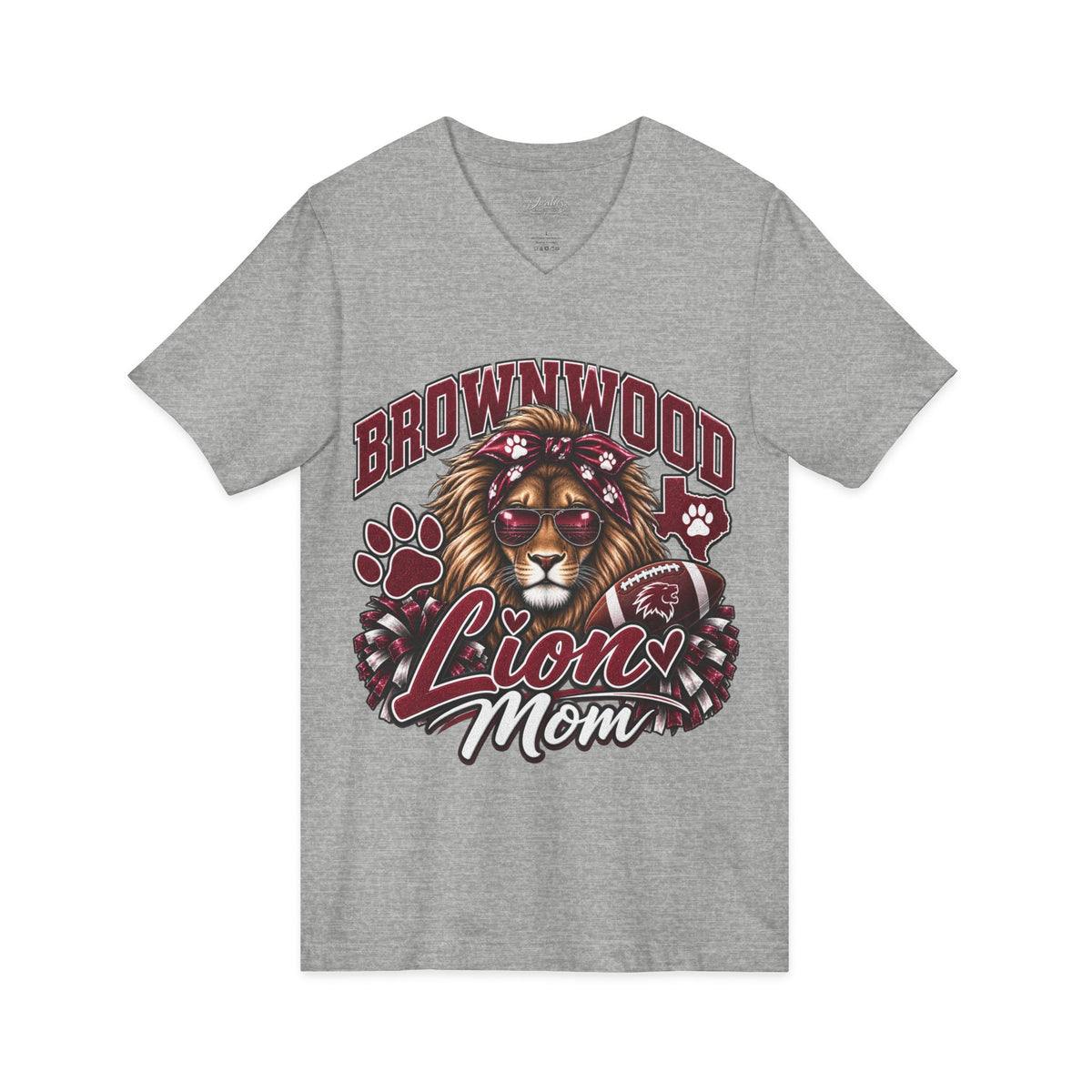 Brownwood Lions Mom Jersey Short Sleeve V-Neck Tee