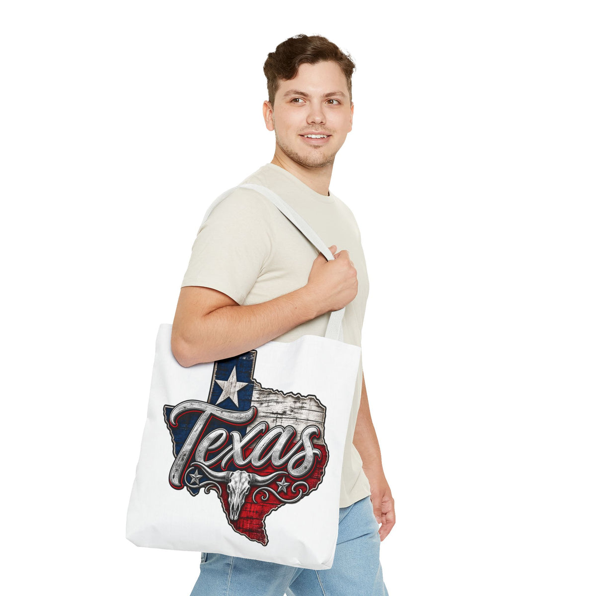 Texas Flag State Outline Tote Bag — Rustic Western 'Texas' Design