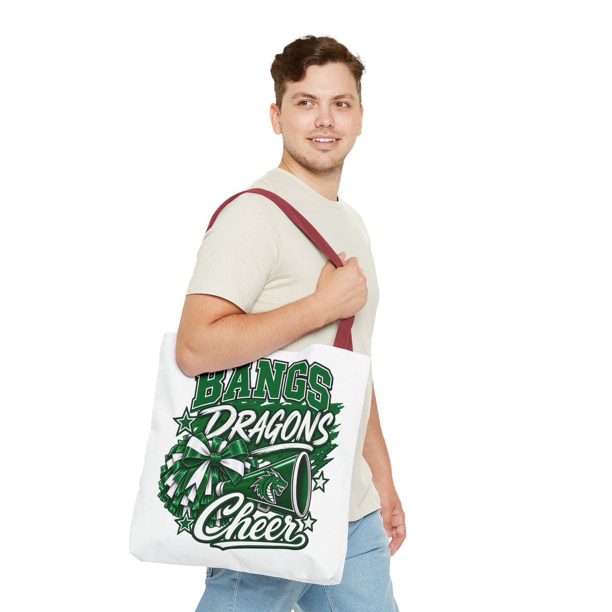 Bangs Dragons Cheer Tote Bag – Pom-Pom & Megaphone School Spirit Tote