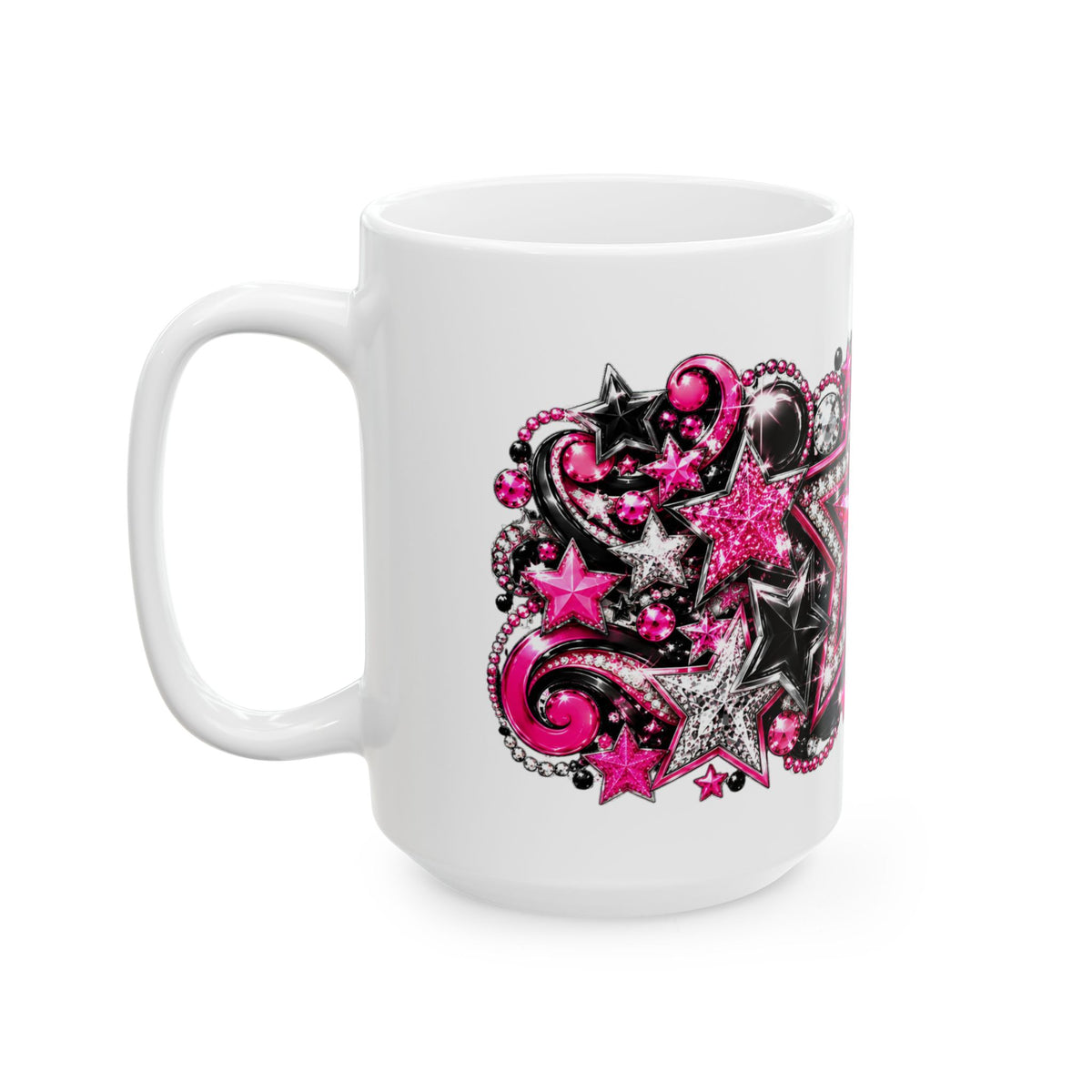 Pink Rhinestone Star Glam Mug