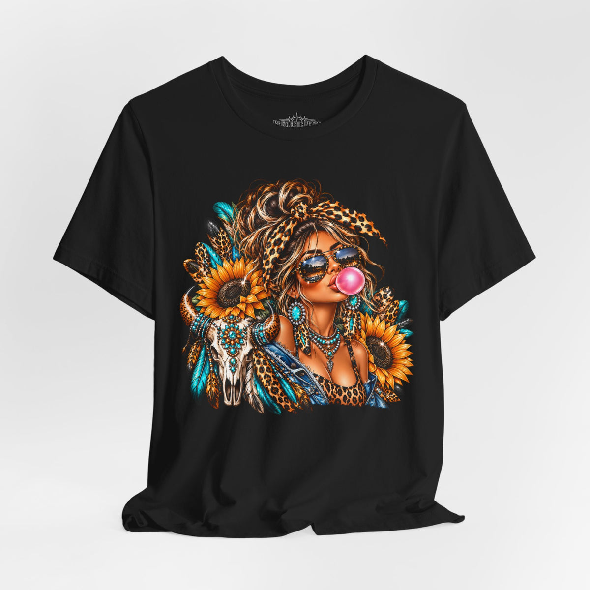 Boho Woman with Sunflowers Graphic T-Shirt