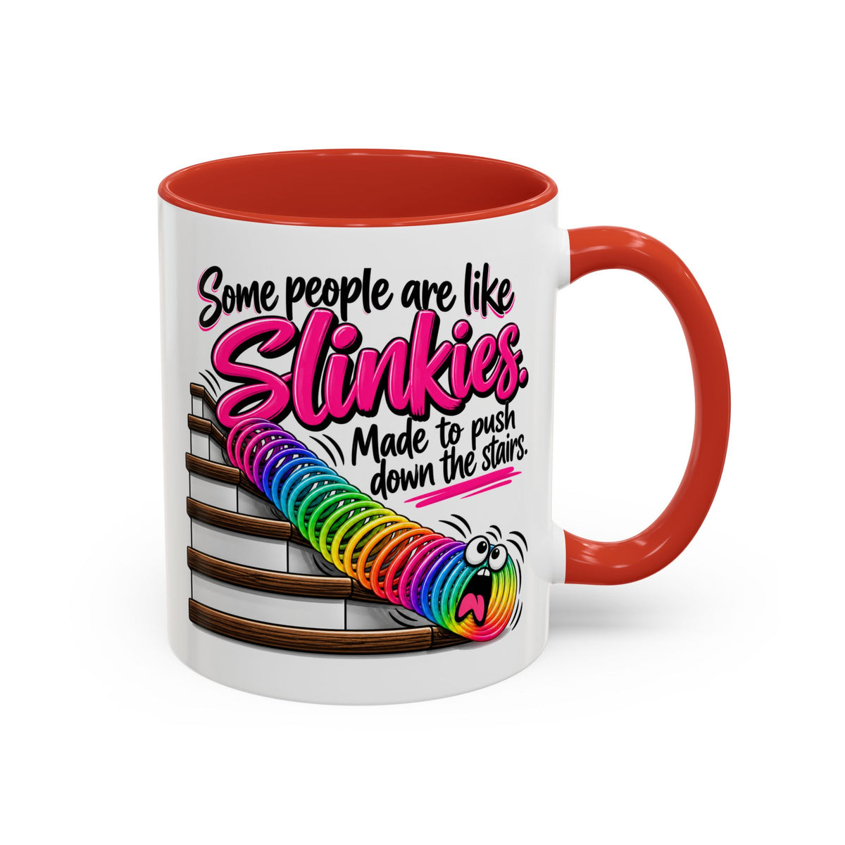 Funny 'Some People Are Like Slinkies' Accent Coffee Mug – Humorous Rainbow Slinky Gift