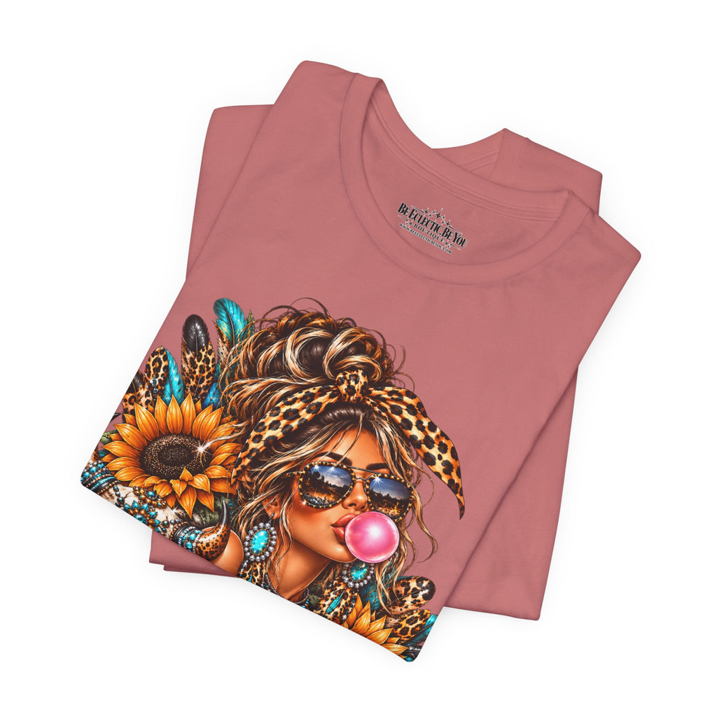 Boho Woman with Sunflowers Graphic T-Shirt