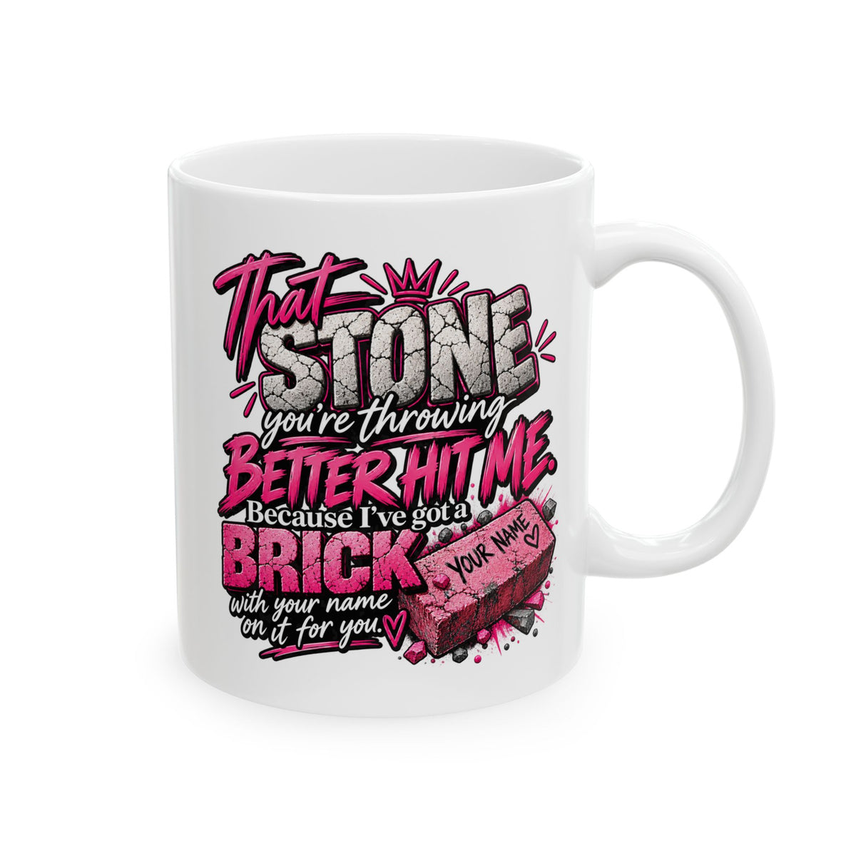 Ceramic Mug — 'They Said Be Brave' Pink Skull Gothic Coffee Cup (11oz, 15oz)