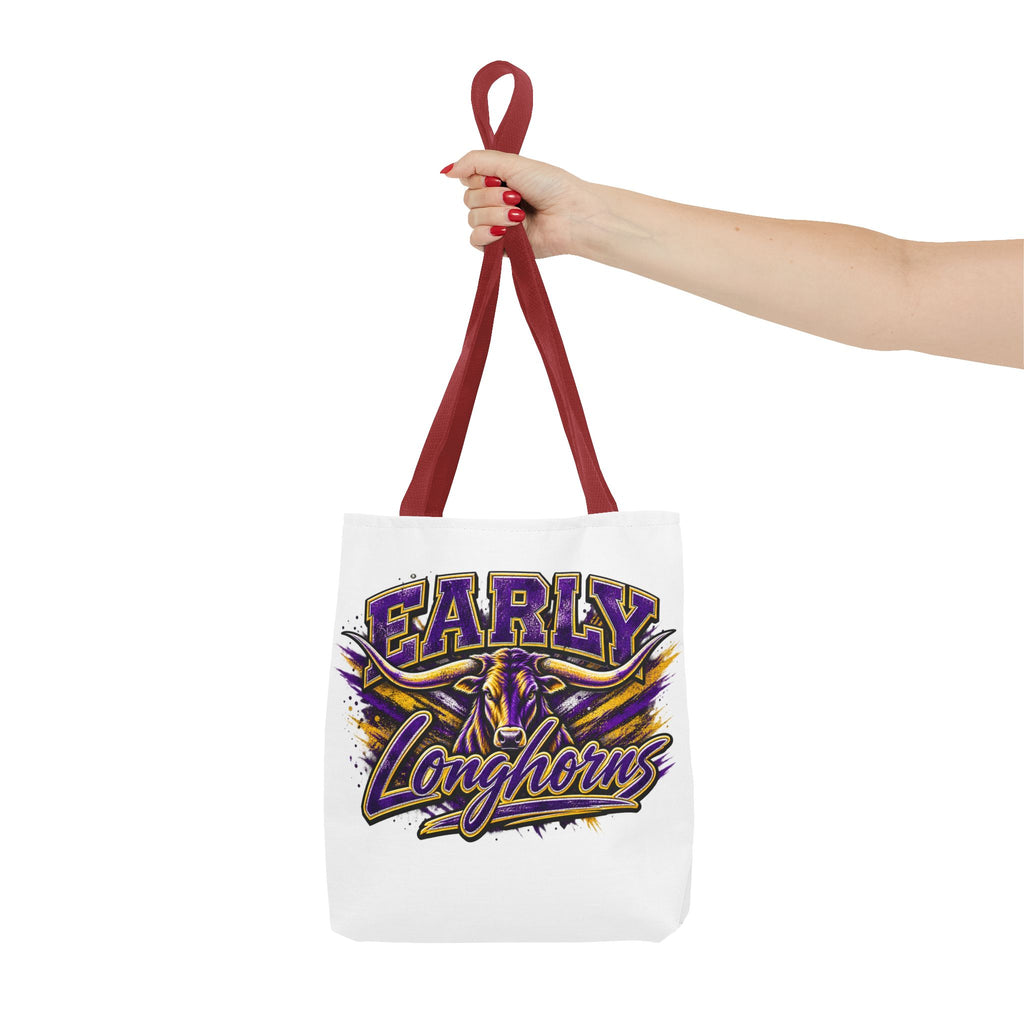 Early Longhorns Graphic Tote Bag – School Spirit Purple & Gold