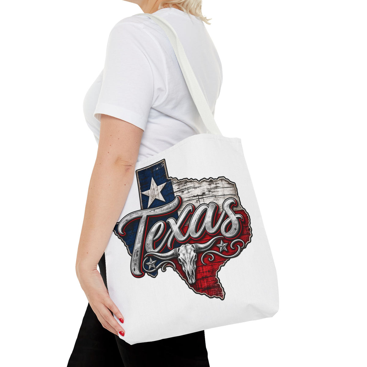 Texas Flag State Outline Tote Bag — Rustic Western 'Texas' Design
