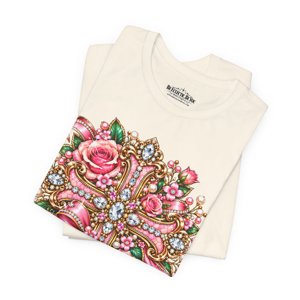 Ornate Floral Cross Rose Tee