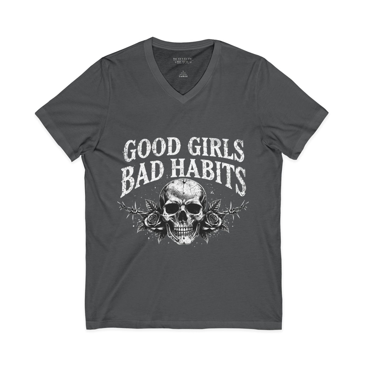 Good Girls Bad Habits Skull V-Neck Tee