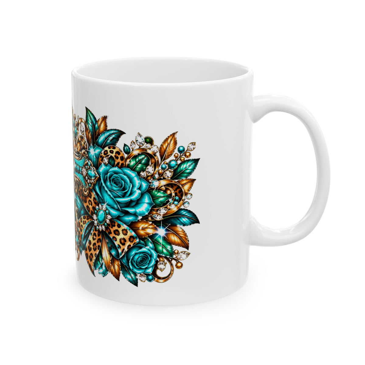 Ornate Turquoise Cross Mug – Gothic Christian Coffee Cup