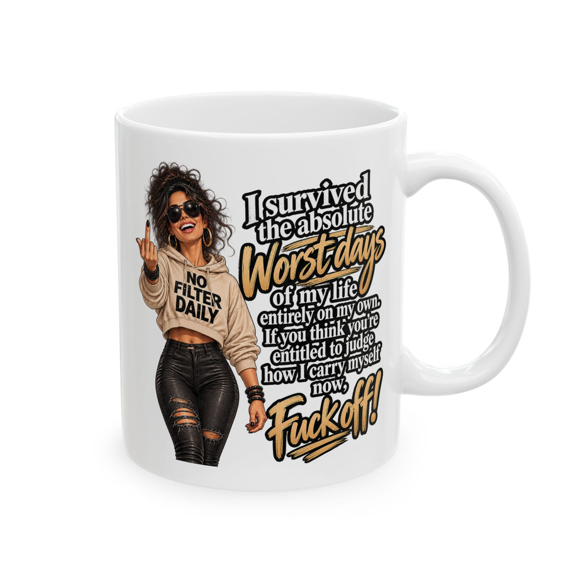 Sassy Black Woman Graphic Mug — "Some Days I Just Want To Be Left The Hell Alone" Ceramic Coffee Cup (11oz/15oz)
