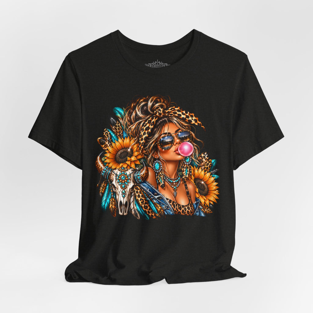 Boho Woman with Sunflowers Graphic T-Shirt