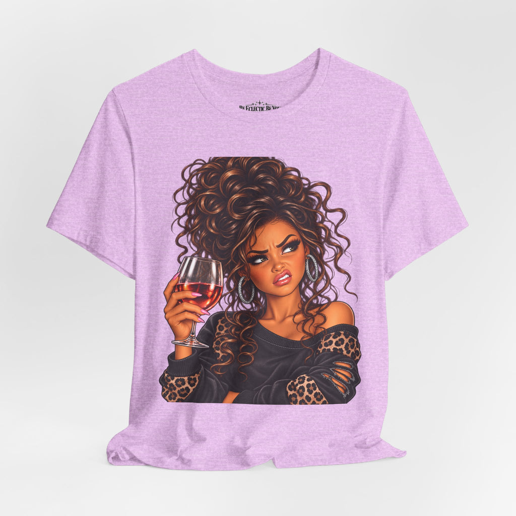 Curly Hair Wine Lover Graphic T-Shirt