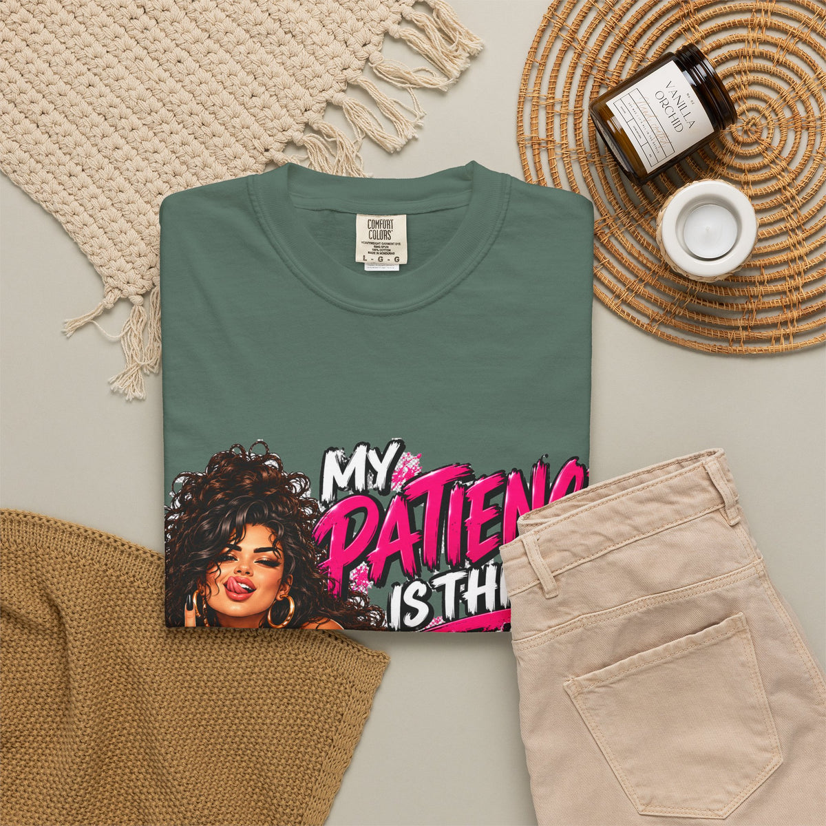 Graphic T-Shirt — "My Patience Is Thin and My Give a F*** Is Broken" Retro Sassy Woman