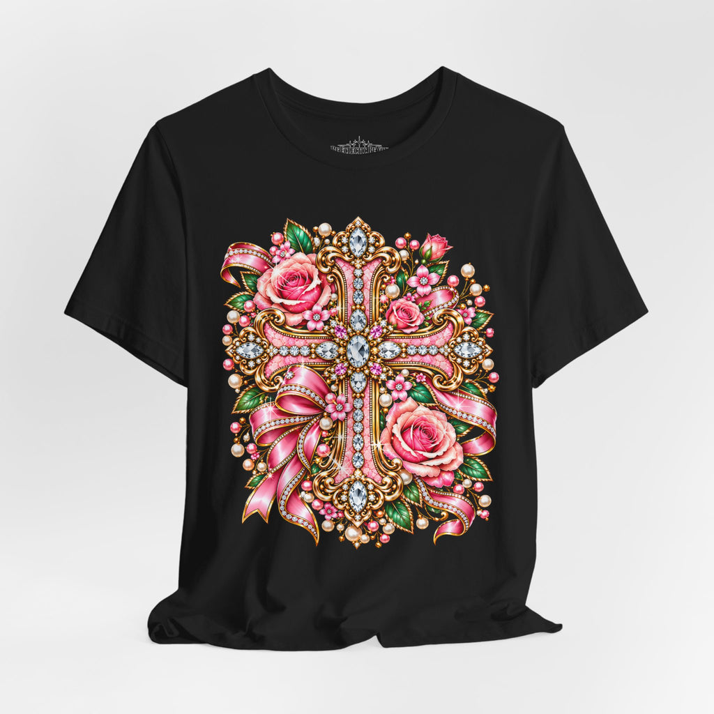 Ornate Floral Cross Rose Tee