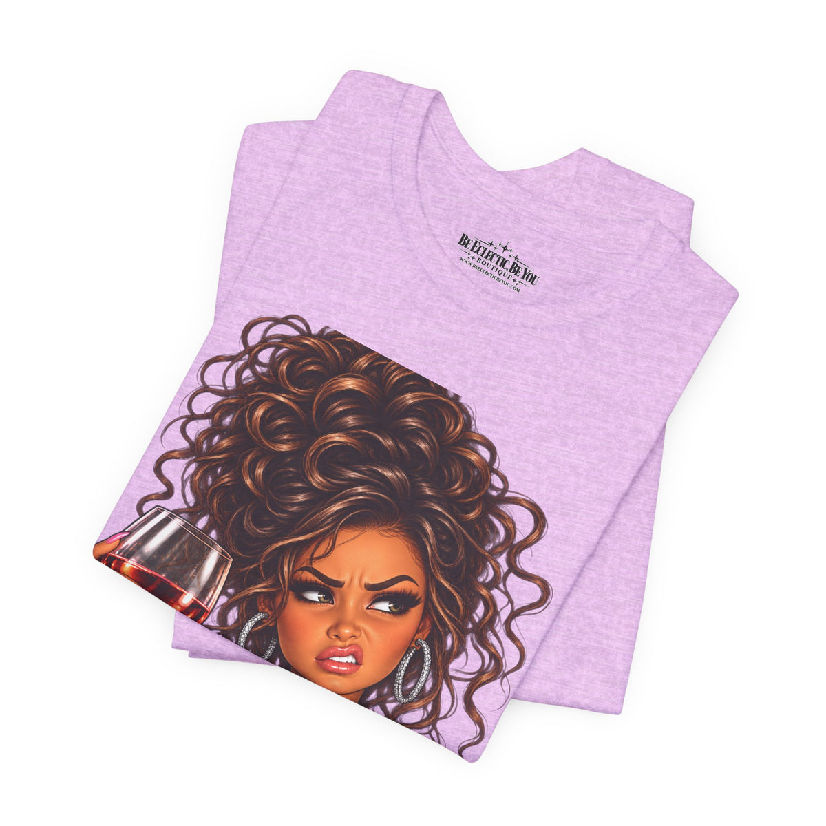 Curly Hair Wine Lover Graphic T-Shirt