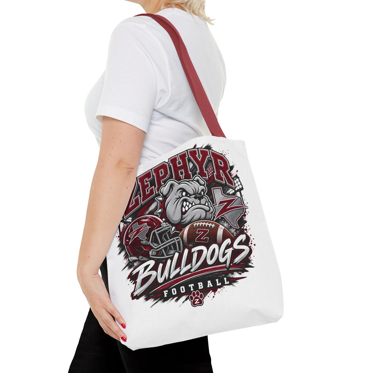 Bulldogs Football Tote Bag — Zephyr Mascot Collegiate Game Day Tote