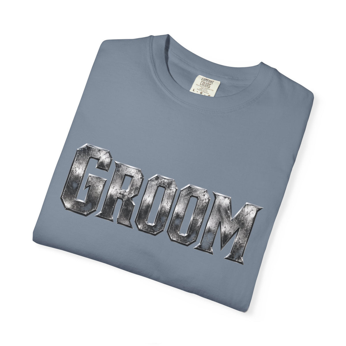 Groom Graphic T-Shirt — Metallic Lettering Wedding Tee for Grooms