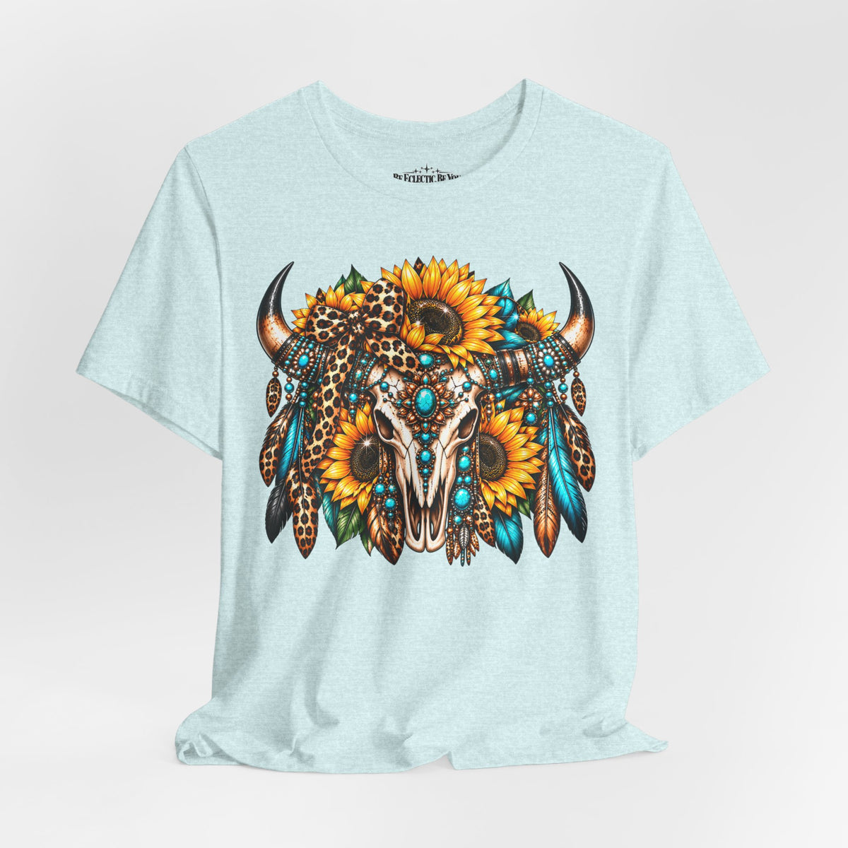 Boho Buffalo Skull Sunflower T-Shirt