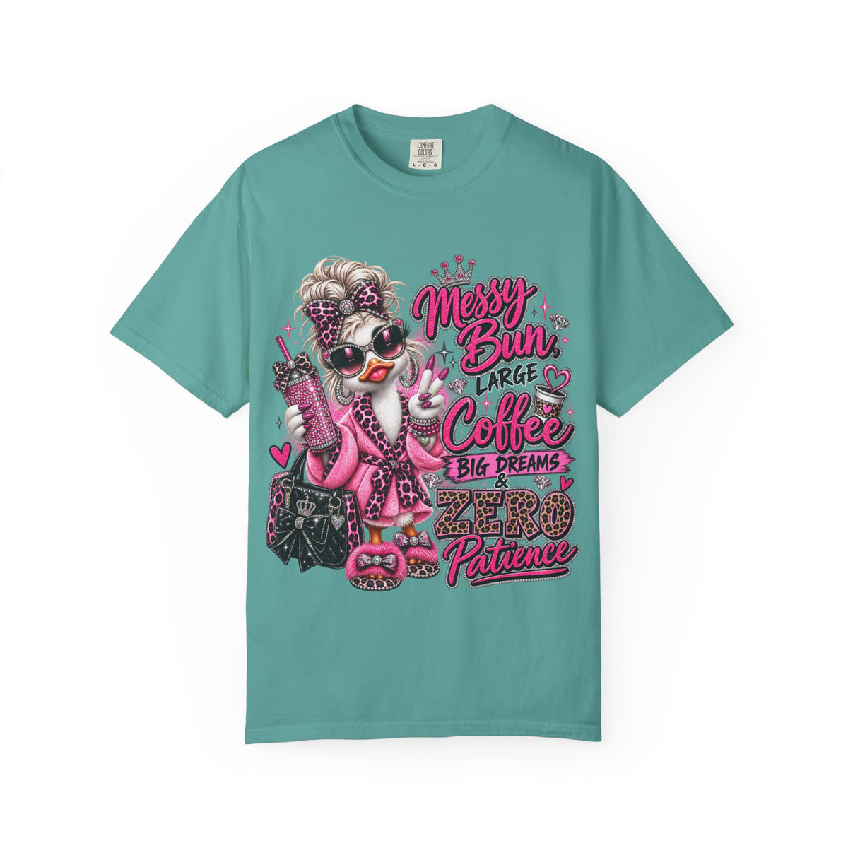 Messy Bun, Big Coffee, Zero Patience T-Shirt — Funny Graphic Tee for Moms & Busy Women