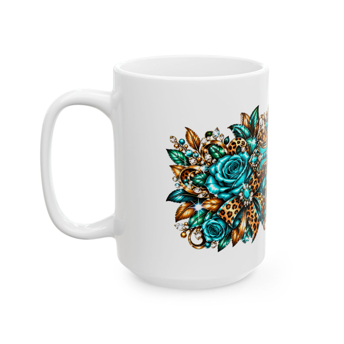 Ornate Turquoise Cross Mug – Gothic Christian Coffee Cup