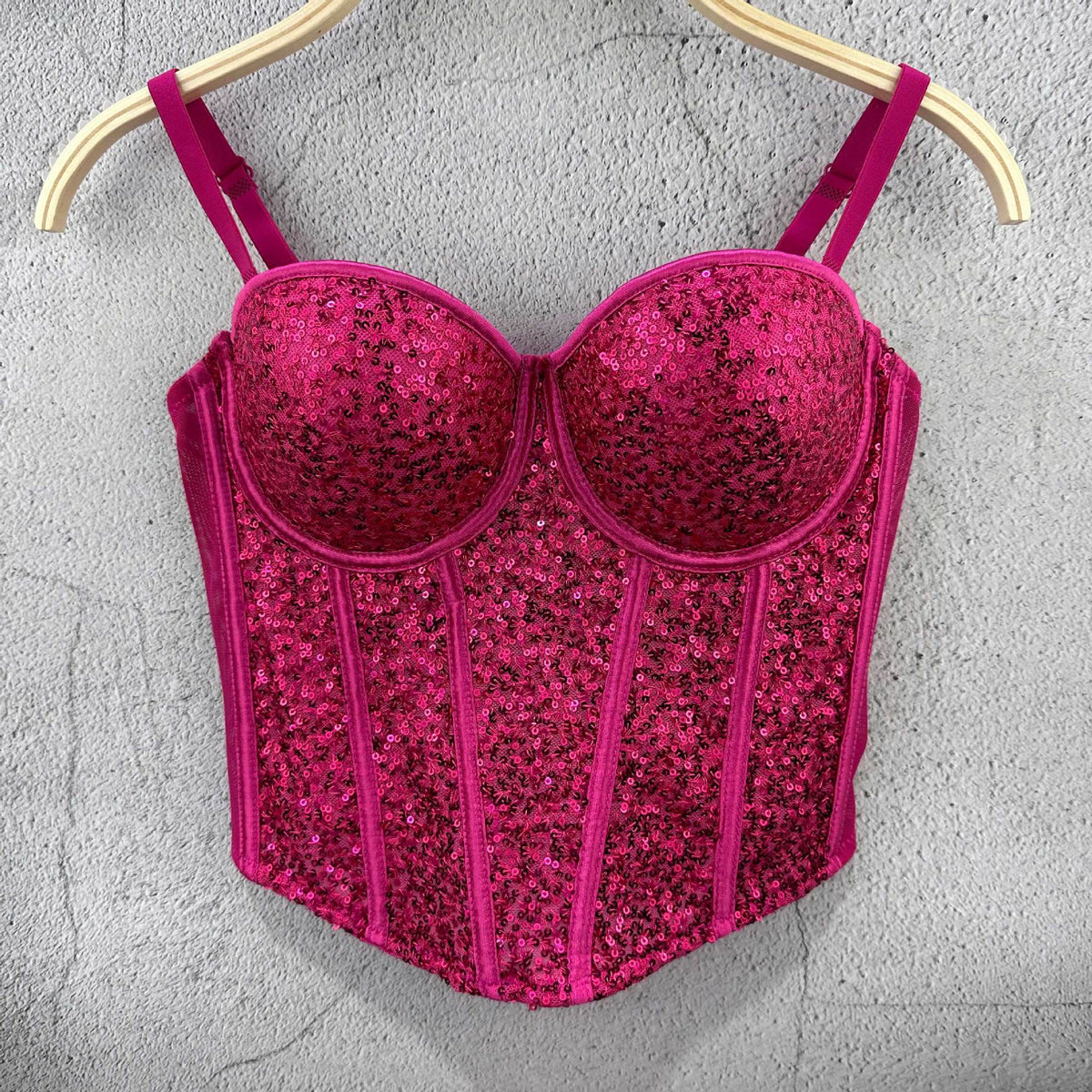 Lace Sequin Slim Fit Tube Top