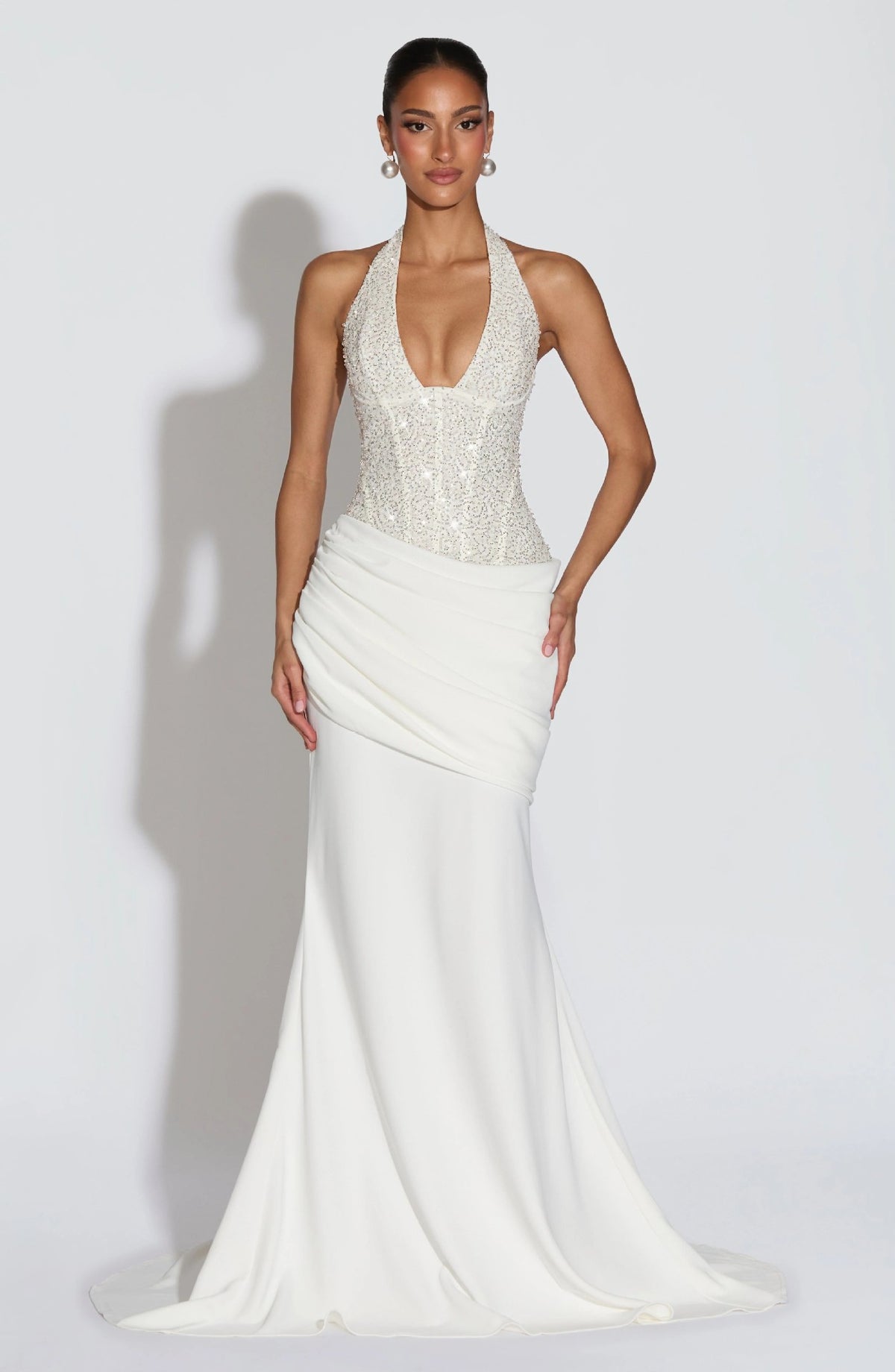 Sequin Halter Evening Gown