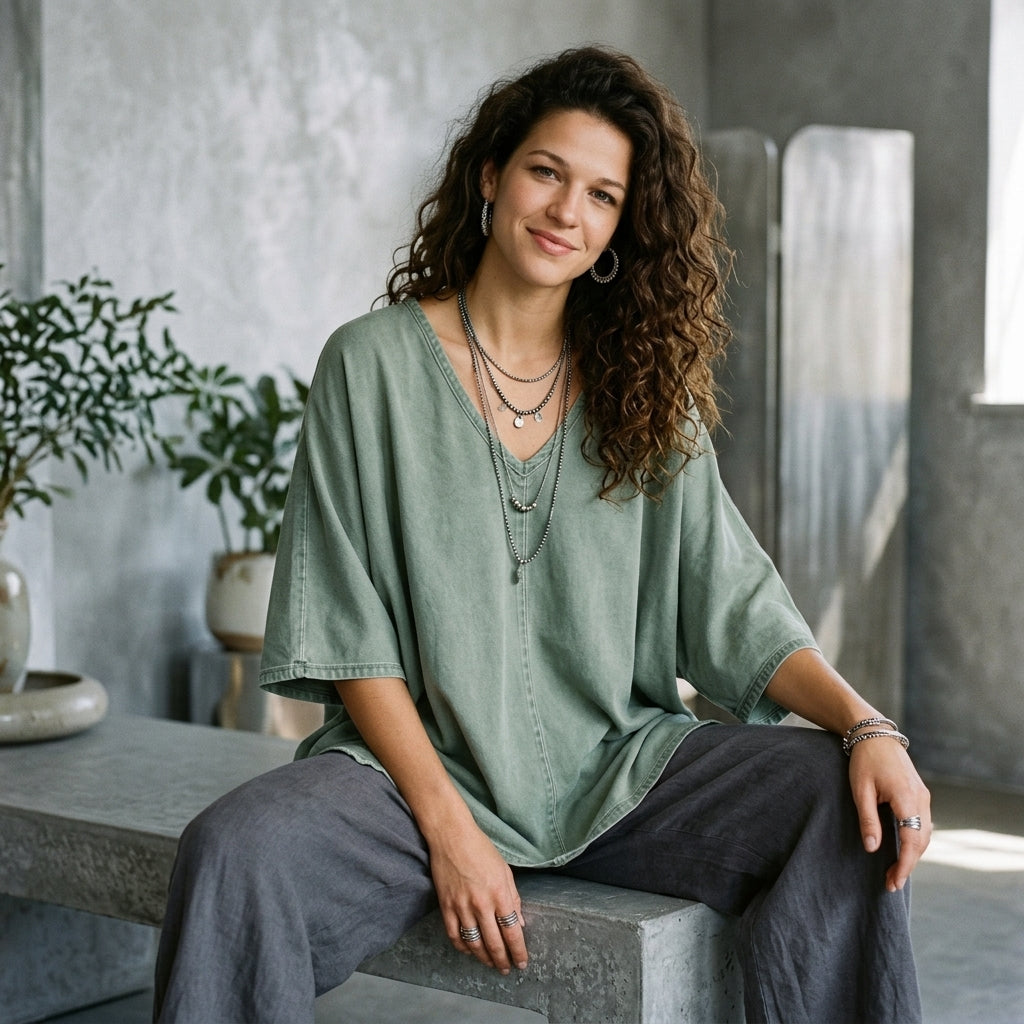 V-Neck Batwing Tee