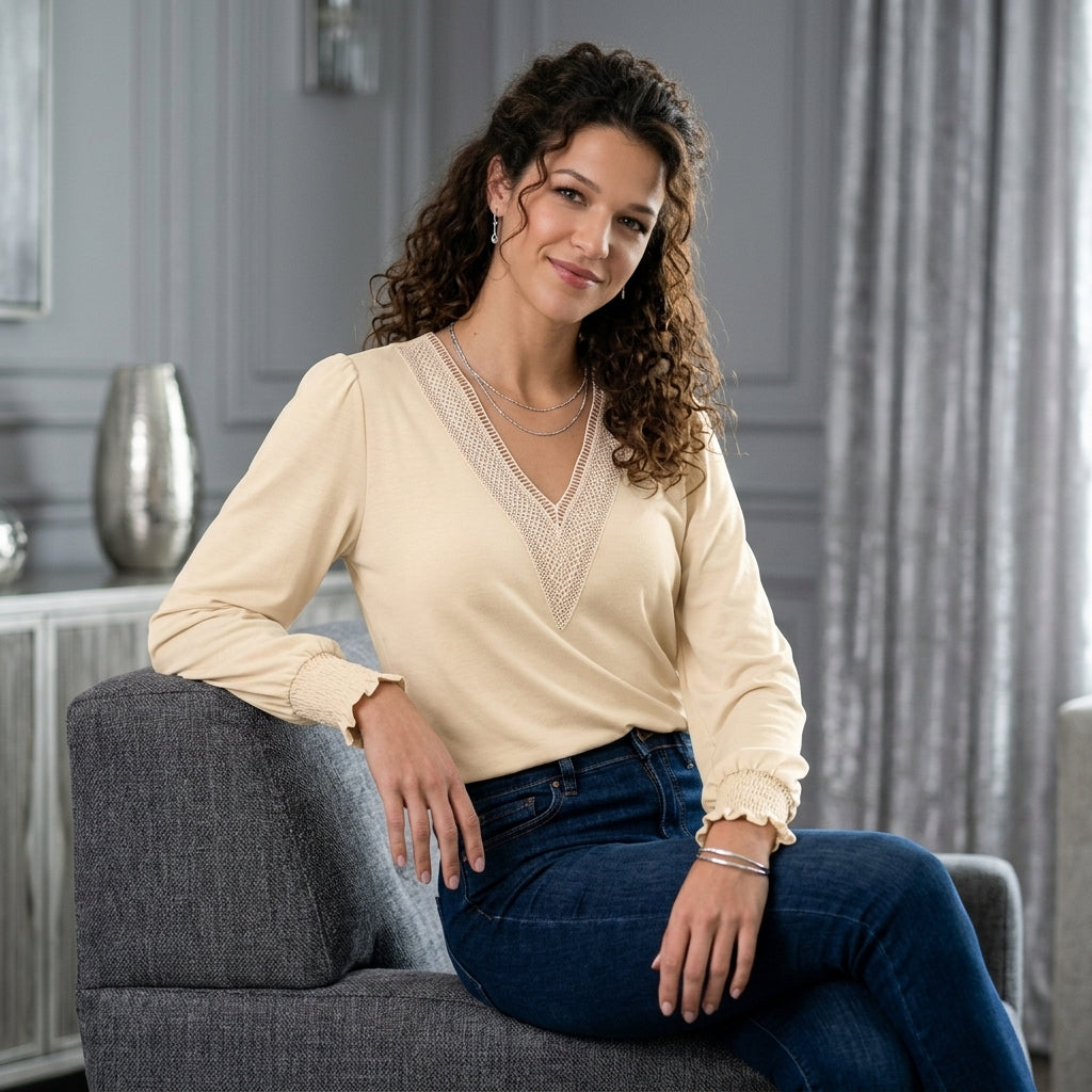 Soft V-Neck Long-Sleeve Tee