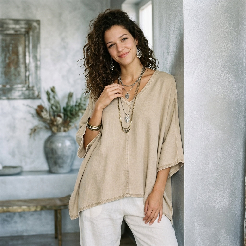 V-Neck Batwing Tee
