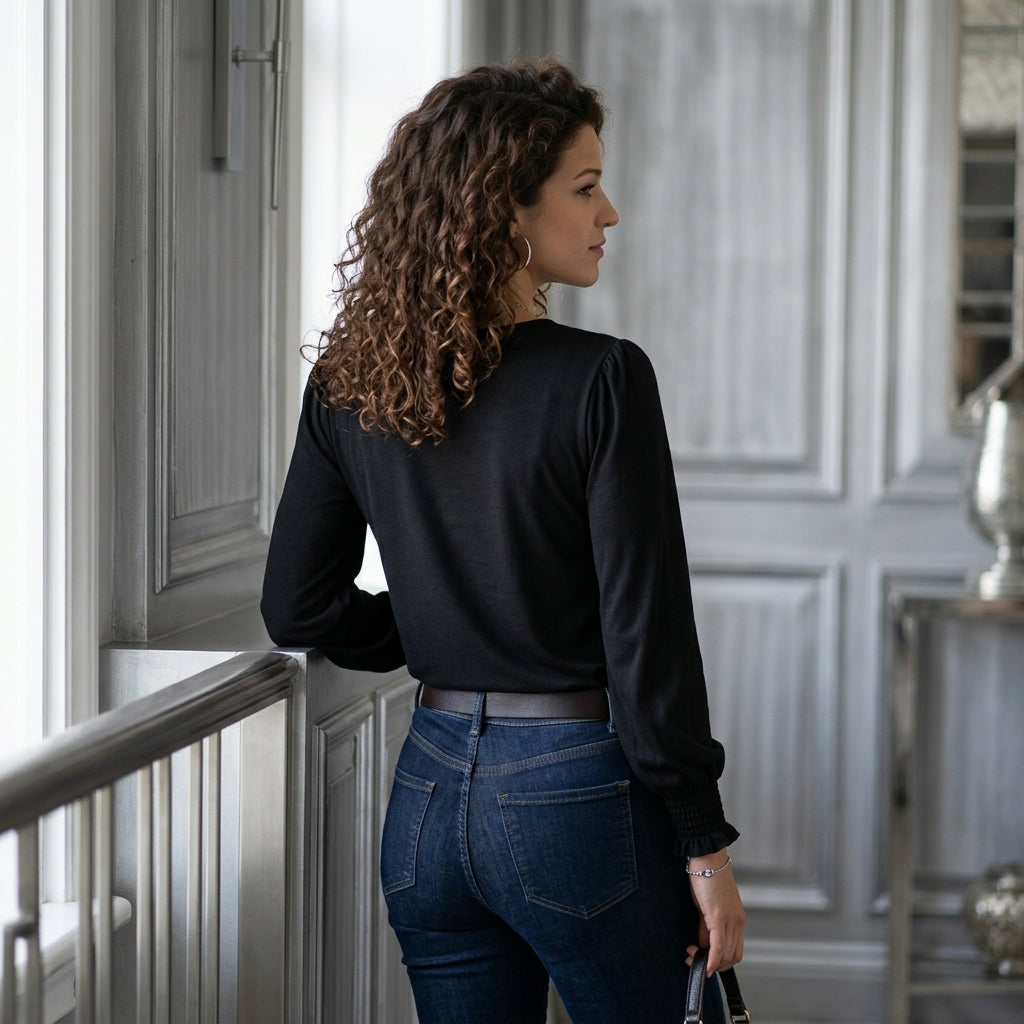 Soft V-Neck Long-Sleeve Tee