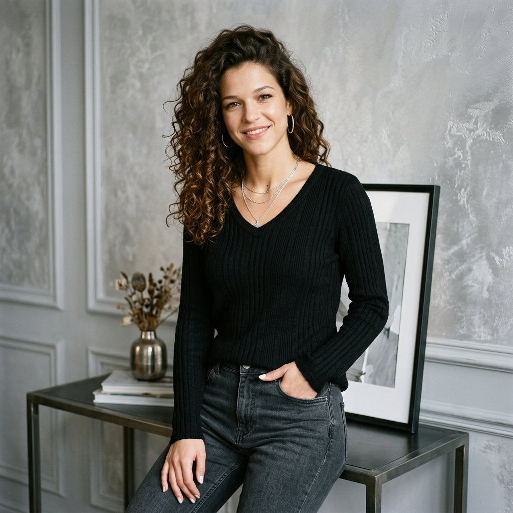 Classic V-Neck Long-Sleeve Tee