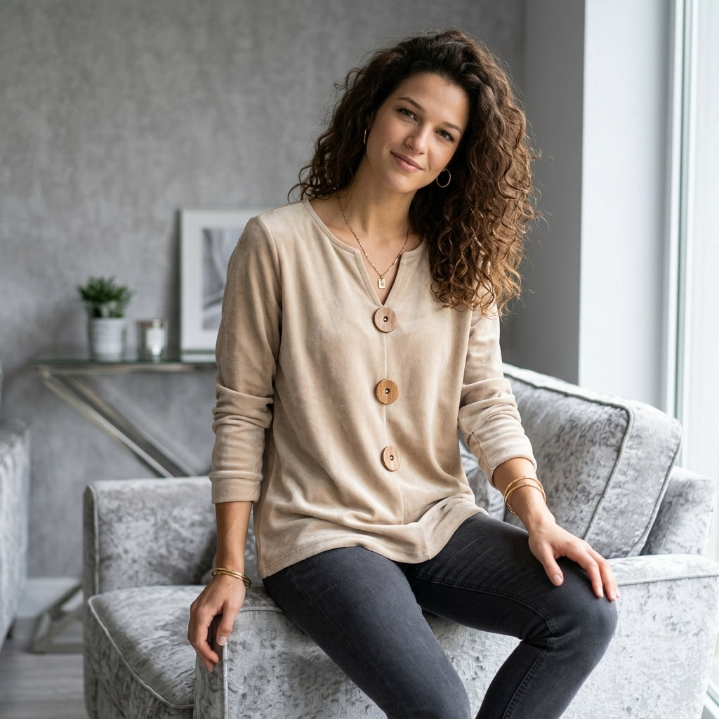 Velvet Button Top