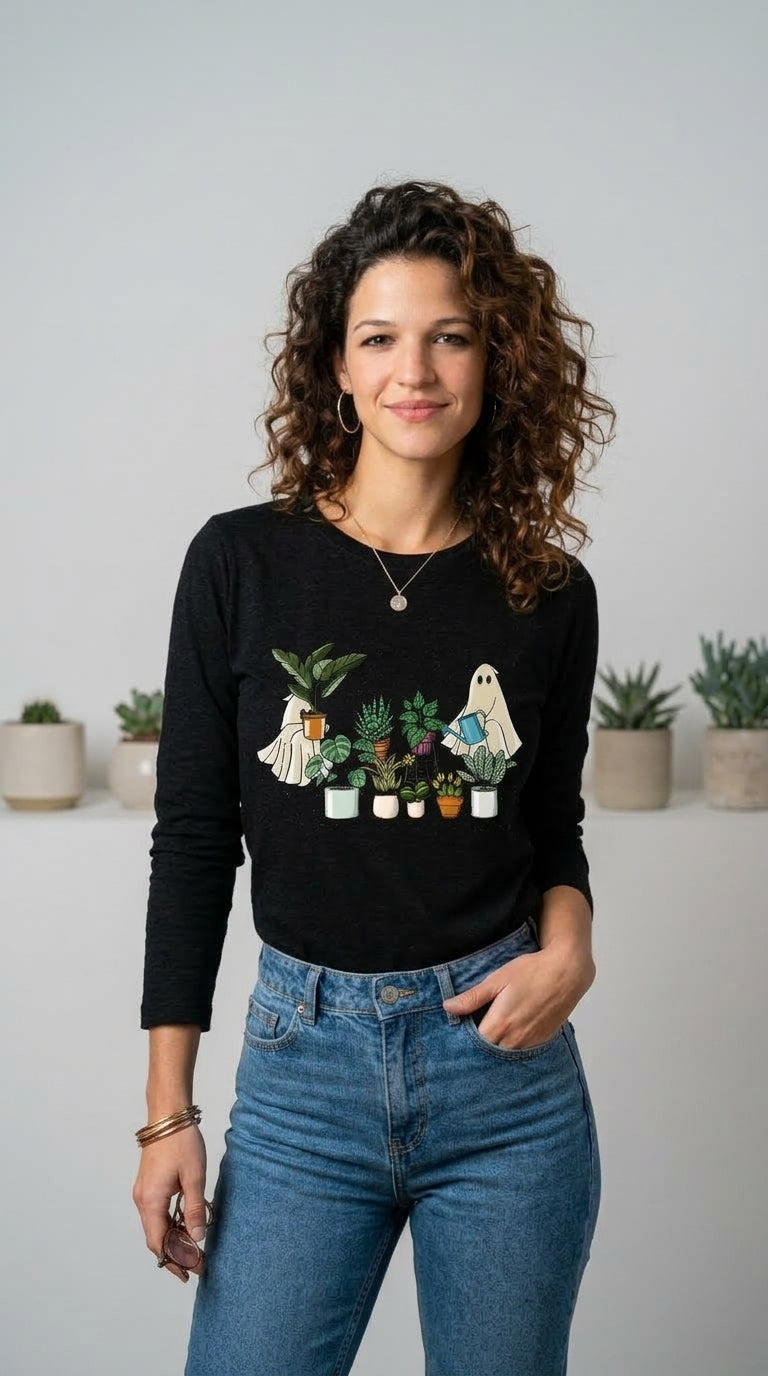 Ghost Print Long-Sleeve Tee