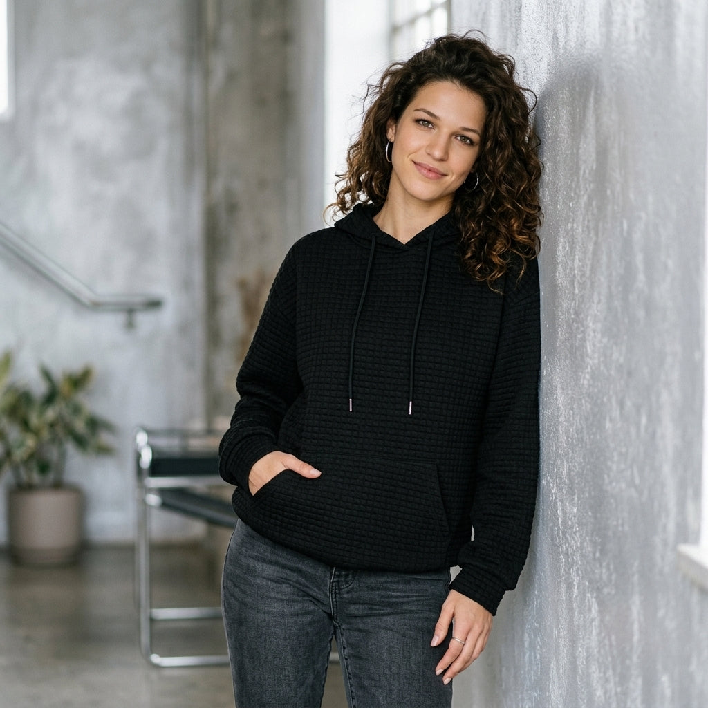 Textured Kangaroo Pocket Hoodie