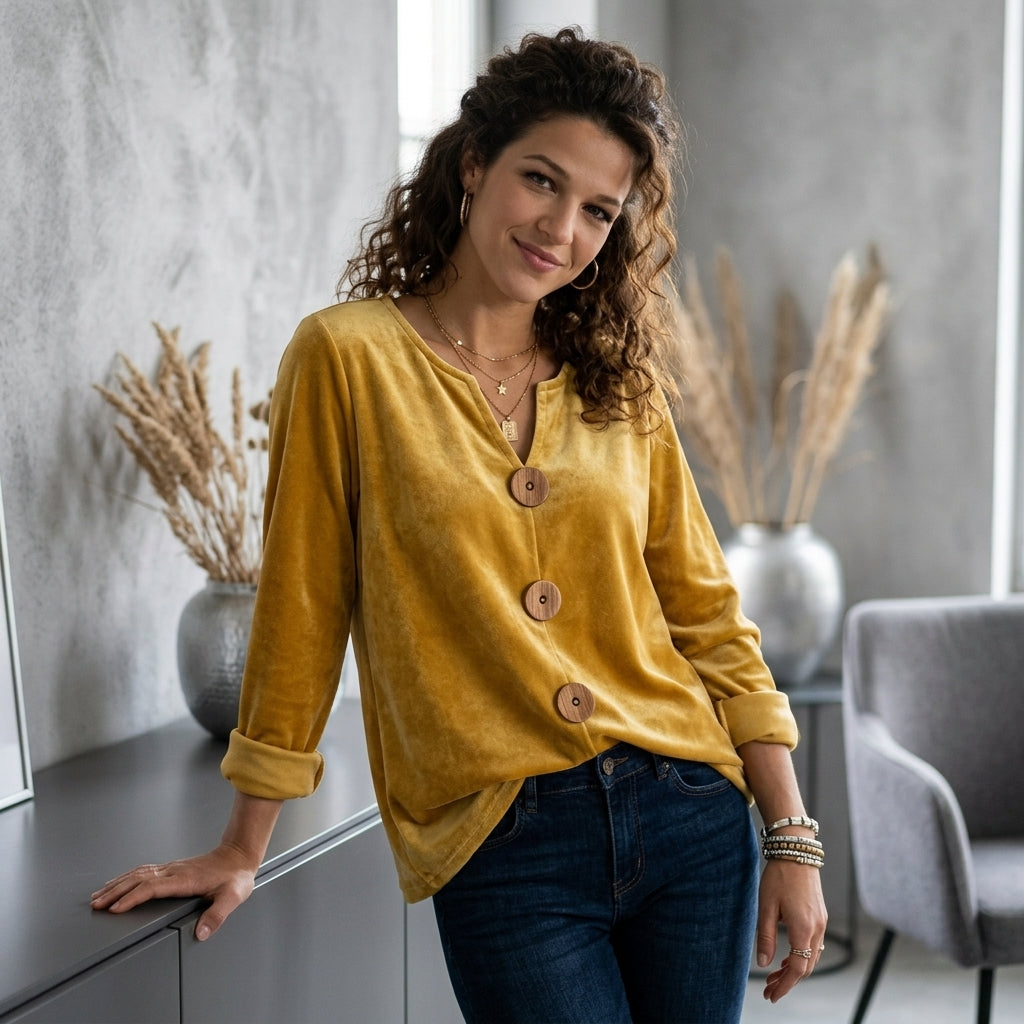 Velvet Button Top