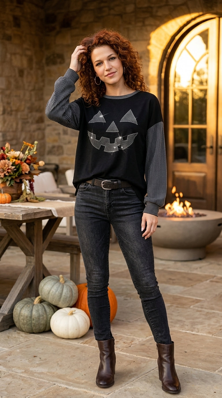Rhinestone Halloween Sweatshirt