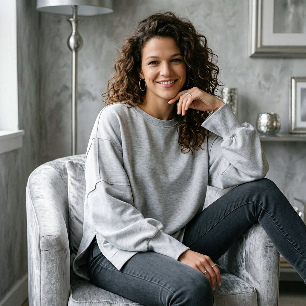 Side-Slit Crewneck Sweatshirt