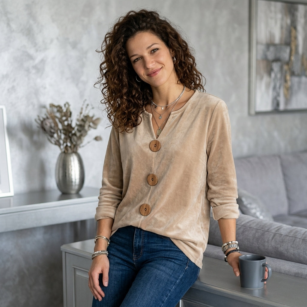 Velvet Button Top