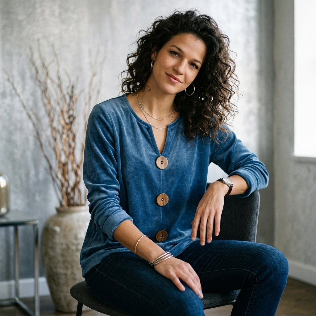 Velvet Button Top