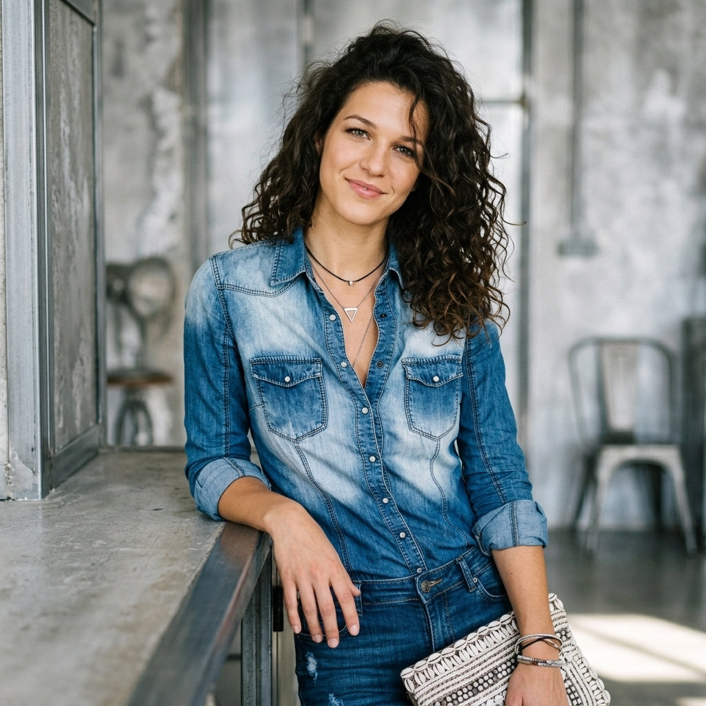 Vintage Wash Button Up Denim Shirt