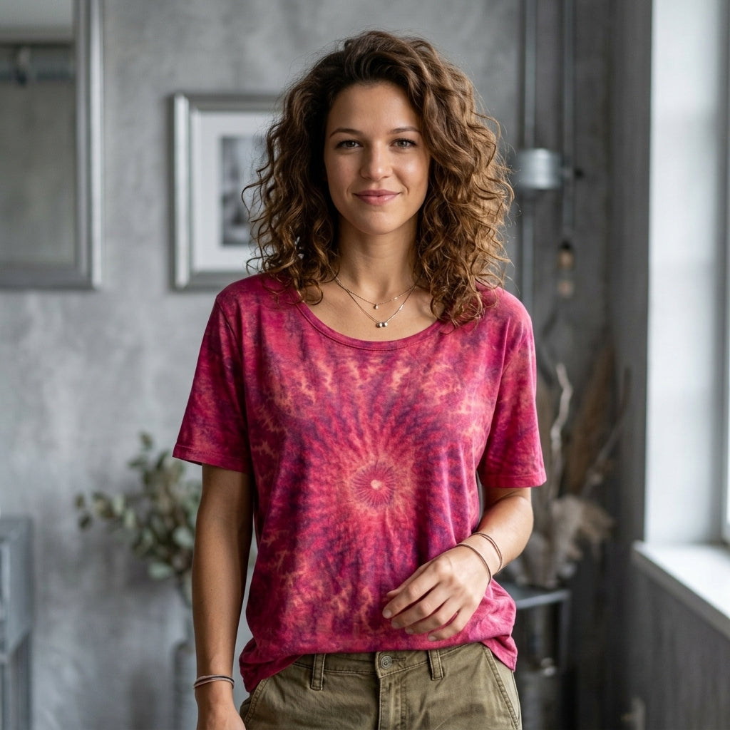 Tie Dye T-Shirt Loose Boho Short Sleeve Tee