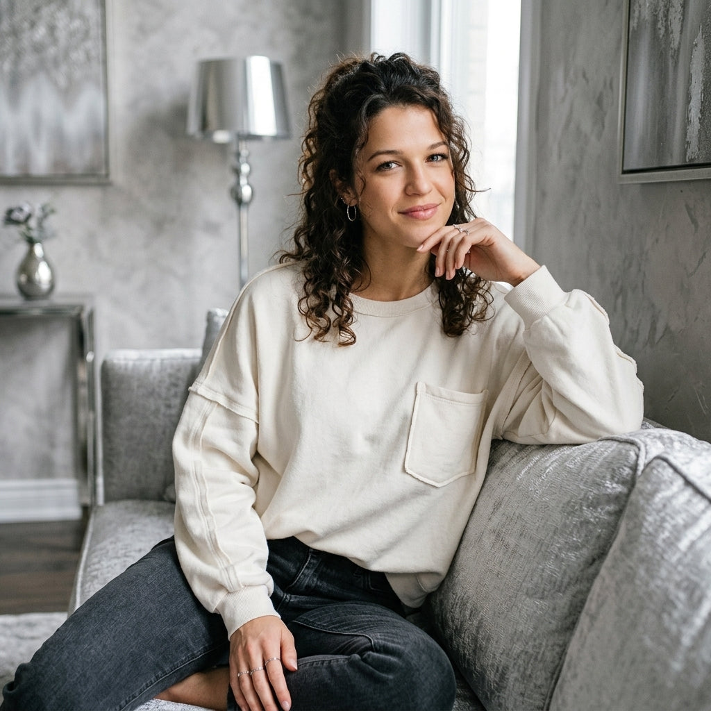 Exposed-Seam Pocket Sweatshirt