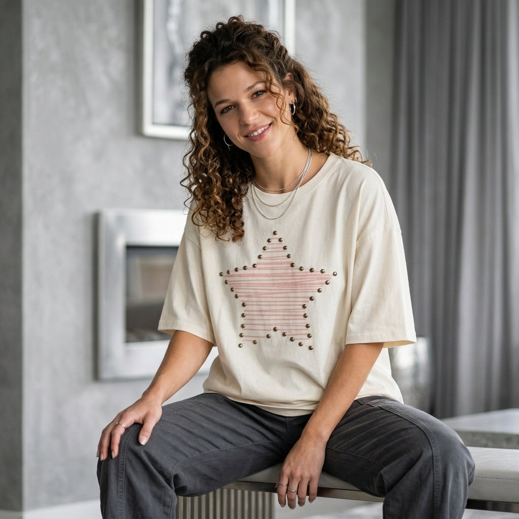 Studded Star Print Tee