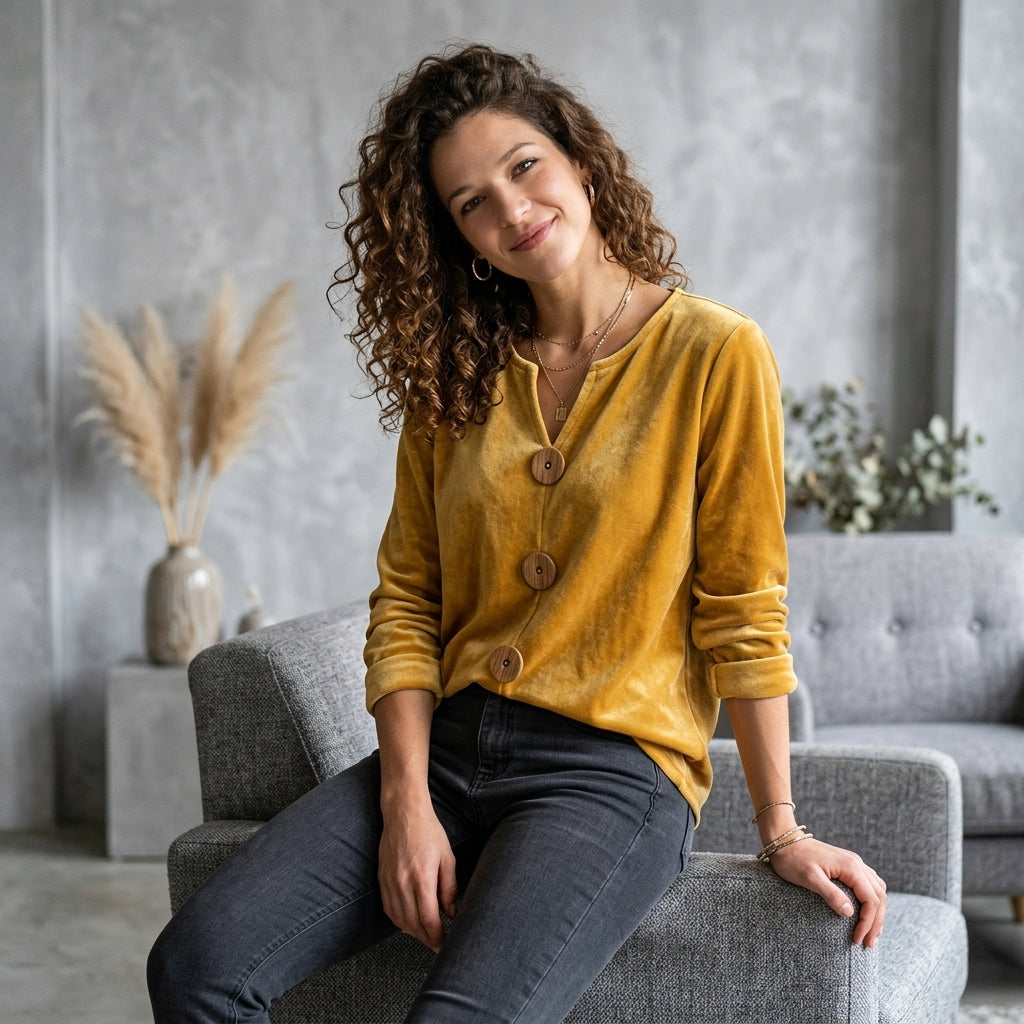 Velvet Button Top