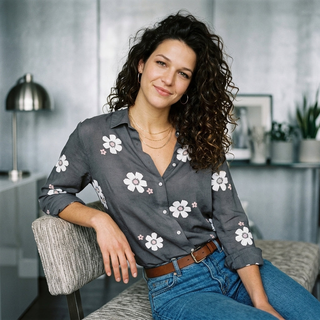 Floral Print Button-Down Casual Shirt
