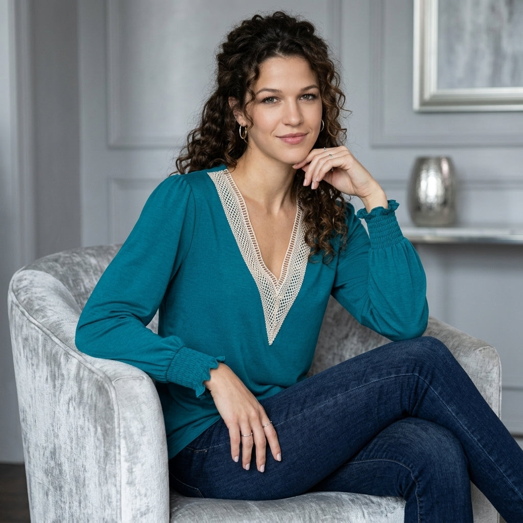 Soft V-Neck Long-Sleeve Tee
