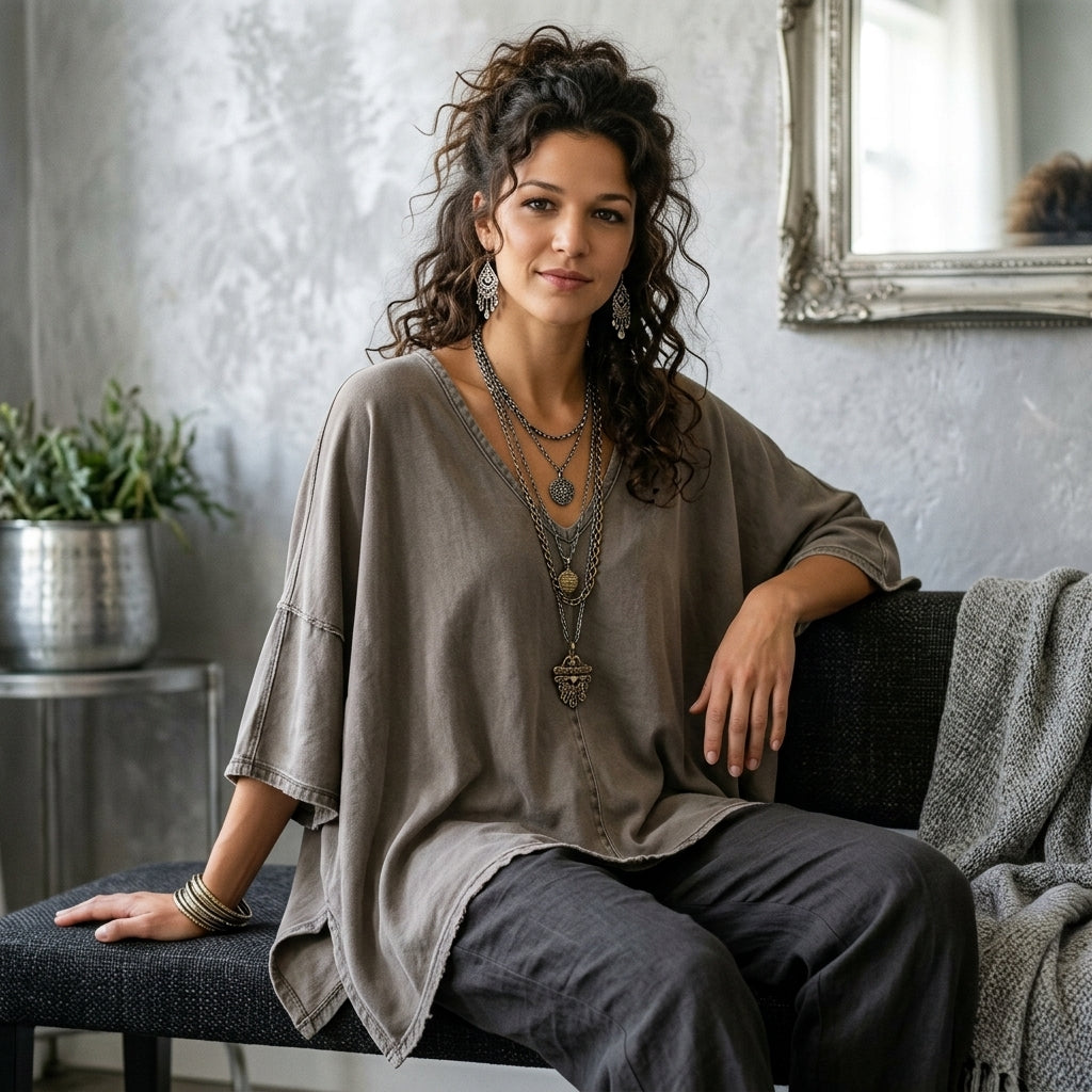 V-Neck Batwing Tee