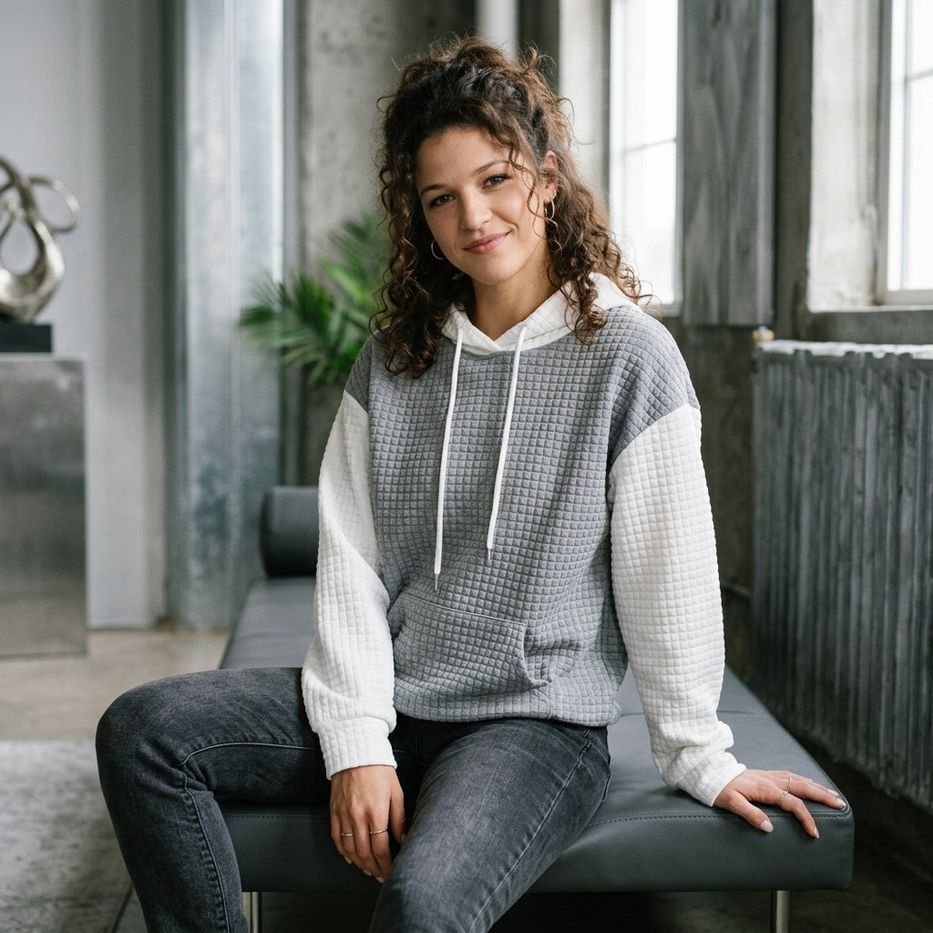 Textured Kangaroo Pocket Hoodie