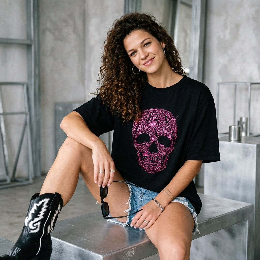 Rhinestone Skull Graphic Tee