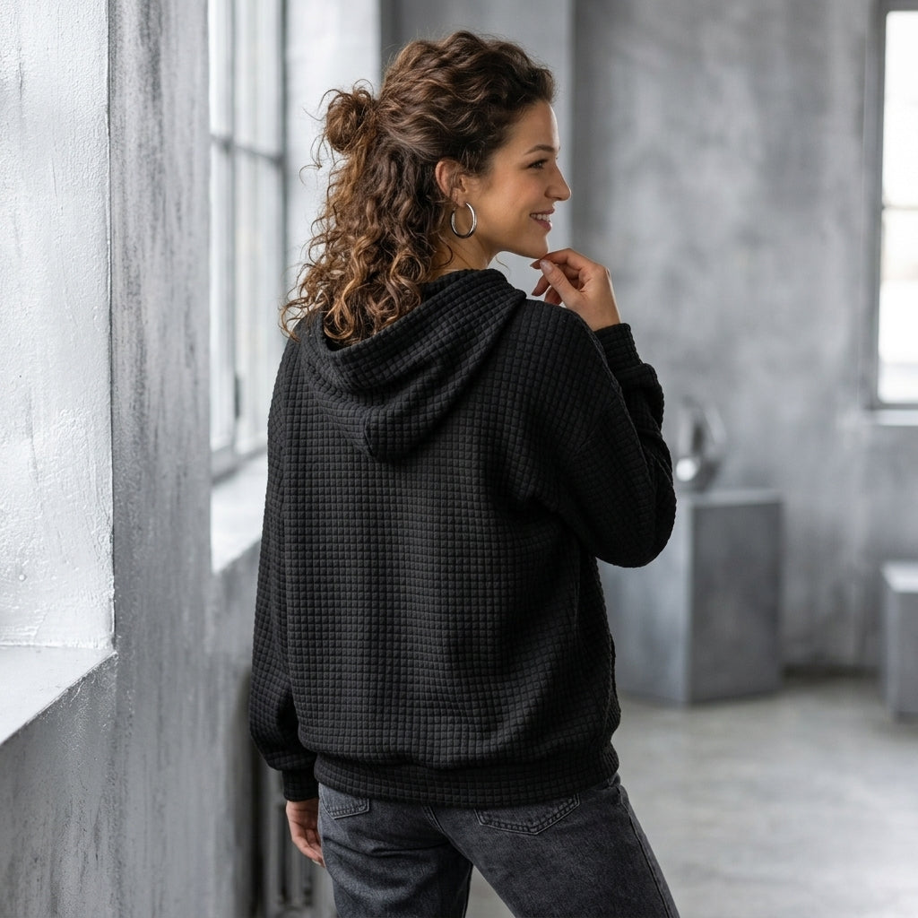 Textured Kangaroo Pocket Hoodie